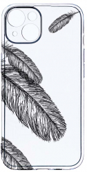 Husa Bestcase comp cu Apple iPhone 13 Feathers BW 2MM Soft Silicon prot cam T 18 