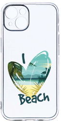 Husa Bestcase comp cu Apple iPhone 13 I Love Beach 2MM Soft Silicon prot cam T 835 
