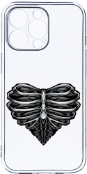 Husa Bestcase comp cu Apple iPhone 13 Pro Skeleton Heart 2MM Soft Silicon prot cam T 1024 