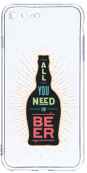 Husa Bestcase comp cu Apple iPhone 8 Plus / iPhone 7 Plus All You Need Is Beer 2MM Soft Silicon prot cam T 790 