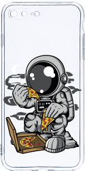 Husa Bestcase comp cu Apple iPhone 8 Plus / iPhone 7 Plus Astronaut Pizza 2MM Soft Silicon prot cam T 1004 