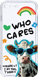 Husa Bestcase comp cu Apple iPhone 8 Plus / iPhone 7 Plus Cool Cow - Who Cares 2MM Soft Silicon prot cam T 975 