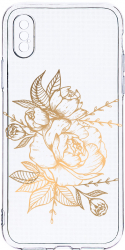 Husa Bestcase comp cu Apple iPhone XS / iPhone X Golden Rose 2MM Soft Silicon prot cam T 989 