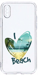 Husa Bestcase comp cu Apple iPhone XS / iPhone X I Love Beach 2MM Soft Silicon prot cam T 835 