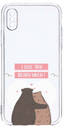 Husa Bestcase comp cu Apple iPhone XS / iPhone X I Love U Beary Much 2MM Soft Silicon prot cam T 766 