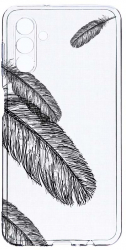 Husa Bestcase comp cu Samsung Galaxy A04s Feathers BW 2MM Soft Silicon prot cam T 18 