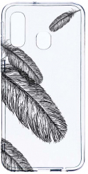 Husa Bestcase comp cu Samsung Galaxy A40 Feathers BW 2MM Soft Silicon prot cam T 18 