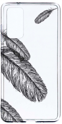 Husa Bestcase comp cu Samsung Galaxy S20 FE Feathers BW 2MM Soft Silicon prot cam T 18 