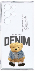 Husa Bestcase comp cu Samsung Galaxy S22 Ultra Denim Style Teddy Bear 2MM Soft Silicon prot cam T 930 