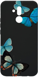 Husa Bestcase compatibila cu Huawei Mate 20 Lite Beautiful Blue Butterflies 0.8MM Slim Negru B 991 