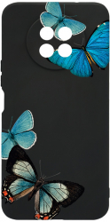 Husa Bestcase compatibila cu Honor 50 Lite Beautiful Blue Butterflies 0.8MM Slim prot cam Negru c-B 991 