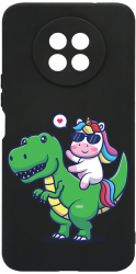 Husa Bestcase compatibila cu Honor 50 Lite Dino Rider Unicorn 0.8MM Slim prot cam Negru c-B 993 