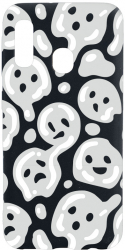 Husa Bestcase compatibila cu Huawei P30 Lite Gray Acid Smiley 0.8MM Slim Negru B 1000 