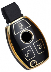 Husa negru pentru cheie 3 butoane Mercedes CLA GLC GLA GLK W203 W210 W211 W204 W176 A B C R Class 