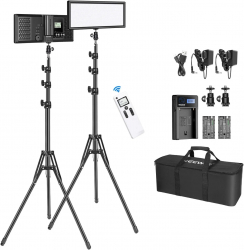 Kit pentru streaming 2 lumini cu geanta transport / suport si baterie 