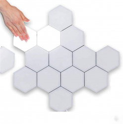 Lampa modulara de perete tip LED comutare prin atingere touch in forma hexagonala lumina alba set 6 hexagoane 2W + alimentator 