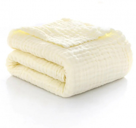 Paturica bebe din muselina 6 straturi 0-5 ani 110 x 110 cm din bumbac organic Galben 