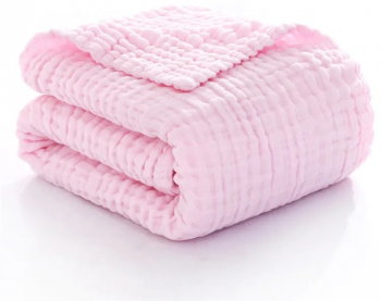 Paturica bebe din muselina 6 straturi 0-5 ani 110 x 110 cm din bumbac organic Roz 