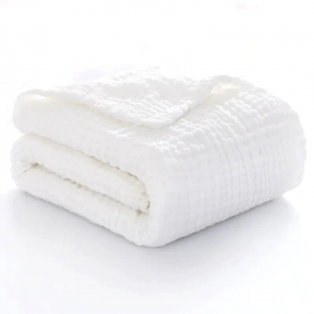 Paturica bebe din muselina 6 straturi 0-5 ani 110 x 110 cm din bumbac organic Alb