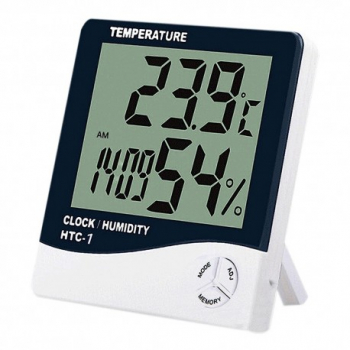Termometru si higrometru digital de camera Techstar® HTC-1 afisare Ora Temperatura Umiditate Alb 