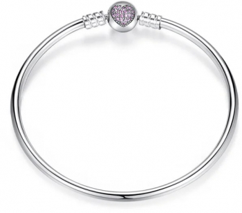 Bratara pentru talismane din argint 925 Heart Pink Snake