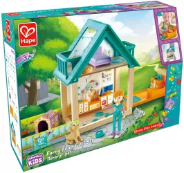 Casuta de papusi cu figurine La Veterinar Hape
