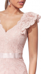 Rochie de seara din dantela cu maneca scurta 2876nude 