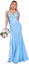 Rochie pentru petrecere sau banchet cu bust din dantela brodata si fusta din voal lunga cod 3316db 