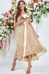 Rochie pentru petrecere sau banchet din dantela brodata midi cod 3333 