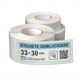 Rola etichete autoadezive semilucioase 33x30 mm adeziv permanent 1000 etichete rola 