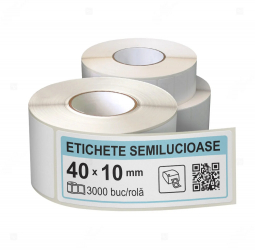 Rola etichete autoadezive semilucioase 40x10 mm adeziv permanent 3000 etichete rola 