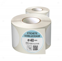 Rola etichete autoadezive semilucioase rotunde diametru 40 mm adeziv permanent 1000 etichete rola 