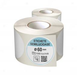 Rola etichete autoadezive semilucioase rotunde diametru 60 mm adeziv permanent 1000 etichete rola 