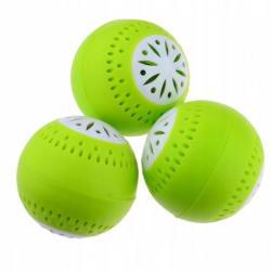 Set 3 bile absorbante de mirosuri pentru frigider plastic diametru 5 cm verde 