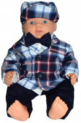Costum botez 5 piese pentru baieti Micul Vip CBMBB4-B-3-6-luni Bleumarin