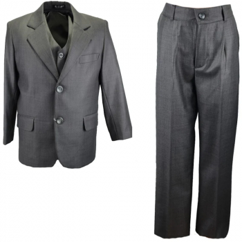 Costum elegant 3 piese pentru baieti LA Kids 26-CC-116-122-cm Gri 