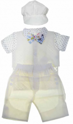 Costum elegant din 5 piese pentru baieti Andreeatex 030623-80 Crem 