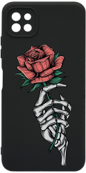 Husa Bestcase comp cu Samsung Galaxy A22 5G Rose In Skeleton Hand SLIM 1.2MM Microfibra prot cam PB 1023 