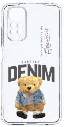 Husa Bestcase comp cu Xiaomi Redmi Note 11s 4G Denim Style Teddy Bear 2MM Soft Silicon prot cam T 930 