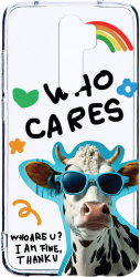 Husa Bestcase comp cu Xiaomi Redmi 9 Cool Cow - Who Cares 2MM Soft Silicon prot cam T 975 
