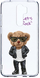 Husa Bestcase comp cu Xiaomi Redmi 9 Lets Rock Teddy Bear 2MM Soft Silicon prot cam T 929 