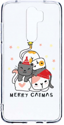 Husa Bestcase comp cu Xiaomi Redmi 9 Merry Catmas 2MM Soft Silicon prot cam T 878 
