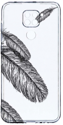 Husa Bestcase comp cu Xiaomi Redmi Note 9 Feathers BW 2MM Soft Silicon prot cam T 18 