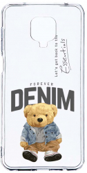 Husa Bestcase comp cu Xiaomi Redmi Note 9S Denim Style Teddy Bear 2MM Soft Silicon prot cam T 930 