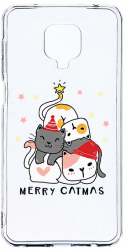 Husa Bestcase comp cu Xiaomi Redmi Note 9S Merry Catmas 2MM Soft Silicon prot cam T 878 