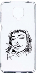 Husa Bestcase comp cu Xiaomi Redmi Note 9S Smoking Woman 2MM Soft Silicon prot cam T 749 