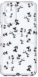 Husa Bestcase compatibila cu OPPO A74 5G Black Flower 2MM Soft Silicon prot cam T 128 