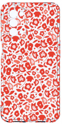 Husa Bestcase compatibila cu OPPO A74 5G Red Floweres Pattern 2MM Soft Silicon prot cam T 631 