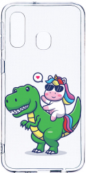 Husa Bestcase Compatibila cu Samsung Galaxy A20e Dino Rider Unicorn 2MM Soft Silicon prot cam T 993 