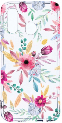 Husa Bestcase Compatibila cu Samsung Galaxy A20e Happy Flowers 2MM Soft Silicon prot cam T 69 